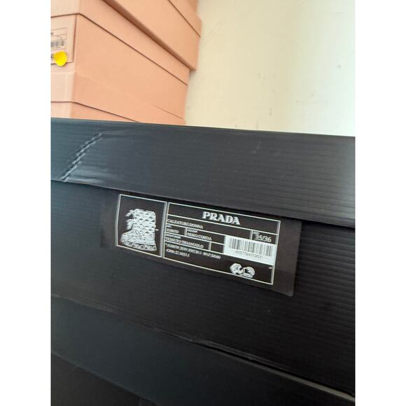 Prada Apres-Ski Boots Black & Brown Triangle Pattern Lug Sole - Picture 3 of 10